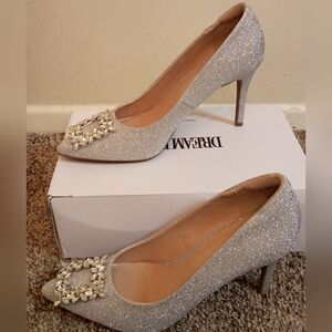 Dream Pairs Women's Stilettos Pointed Toe High Heel Pumps Shoes (Silver Glitter